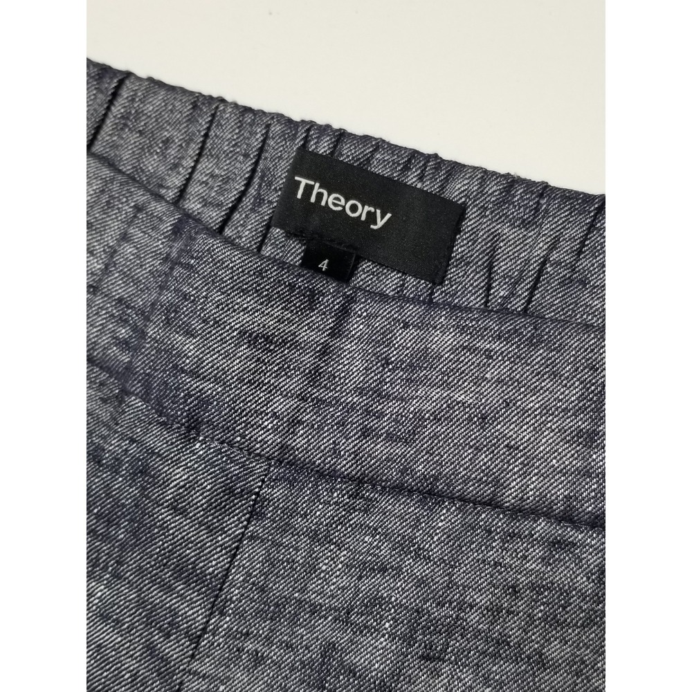 Theory Thorina Tierra Wash Linen Cropped Pants Deep Denim NWT Size 4 $285 - Picture 11 of 16